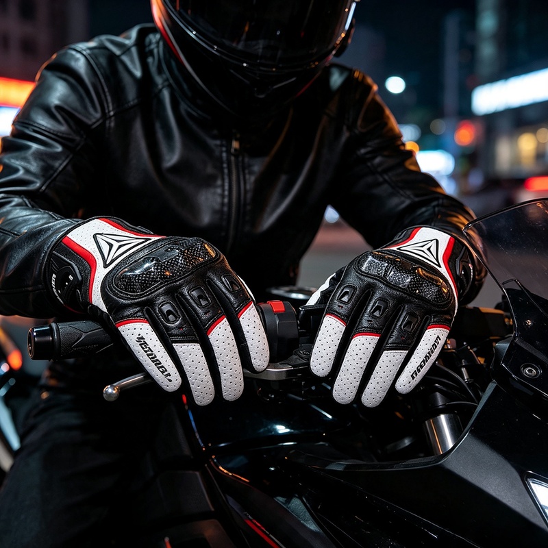 Motorcycle Glove Knuckle - Gants de moto en cuir véritable,